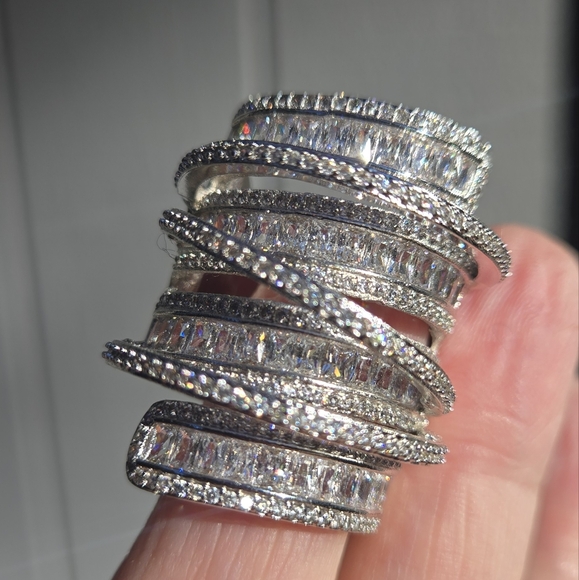 Sterling S925 silver Zircon & Topaz finger cuff sz10 - Picture 12 of 13